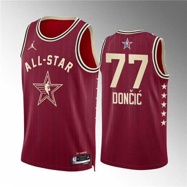 Men%27s 2024 All-Star #77 Luka Doncic Crimson Stitched Basketball Jersey